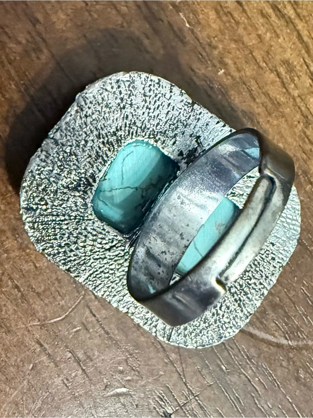 Silver-tone Turquoise Statement Ring - Blue Green Stone